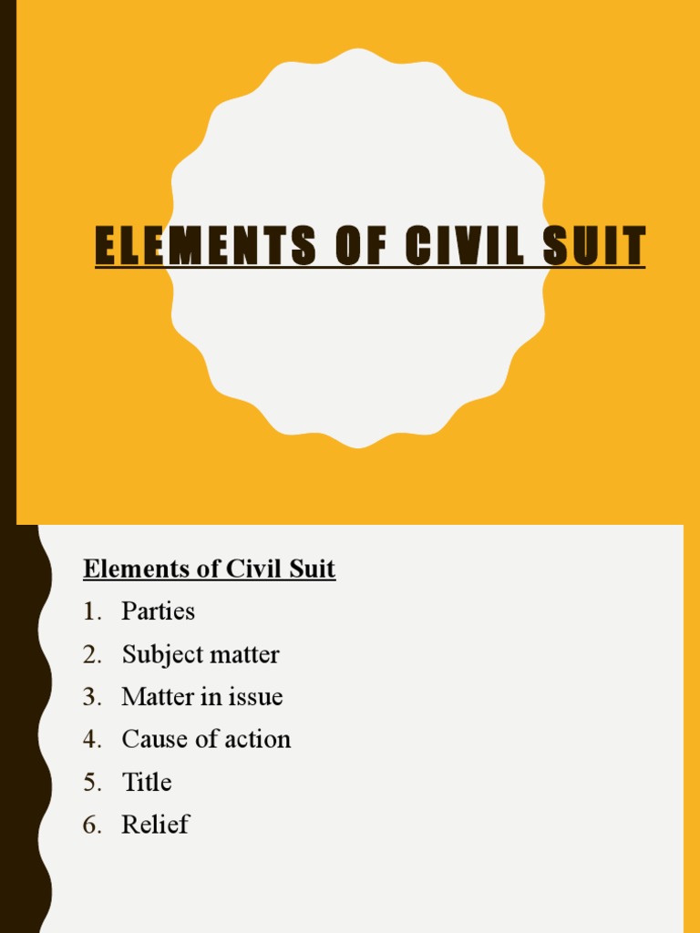 Elements of Civil Suit | PDF | Legal Remedy | Lawsuit