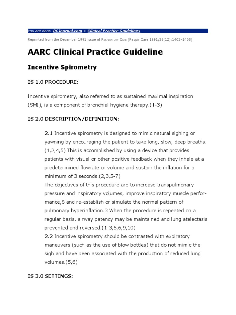 AARC Clinical Practice Guideline Incentive Spirometry Download Free