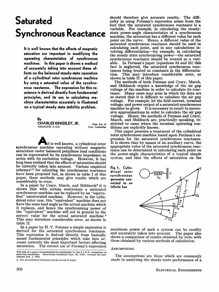 Saturated Synchronous Reactance | PDF | Steady State | Electrical Impedance