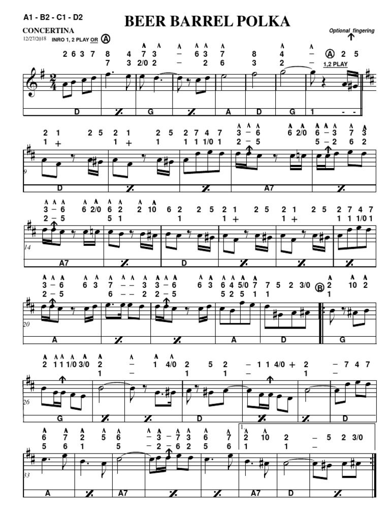 Beer Barrel Polka Inro 1, 2 Play or PDF