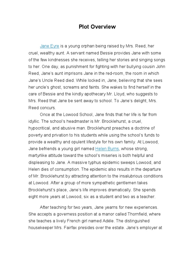 Plot Overview Jane Eyre PDF Jane Eyre Novels