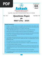 Questions Paper: For For For For For NEET (UG) - 2020