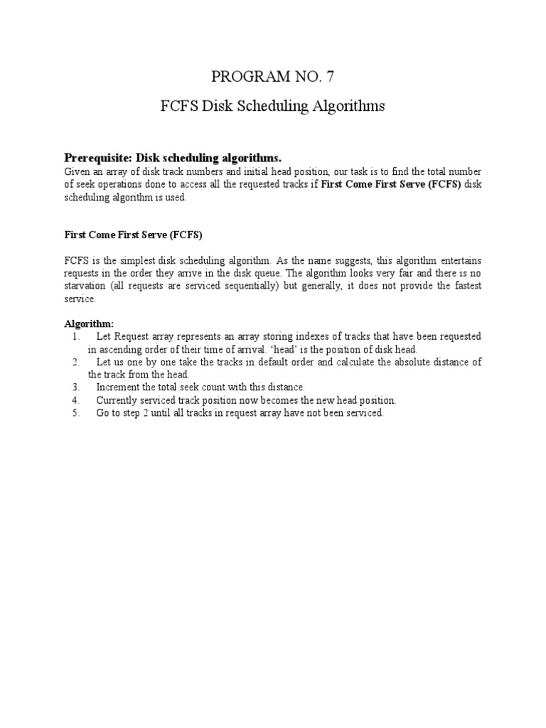 FCFS Disk Scheduling Algorithms | PDF | Scheduling (Computing) | Algorithms