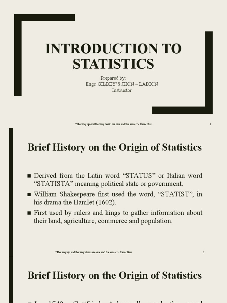 Origin and Definition of Statistics | PDF | Statistics | Sampling ...