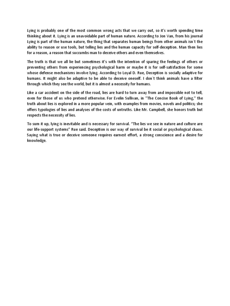 Argumentative Essay (The Future of Lying)