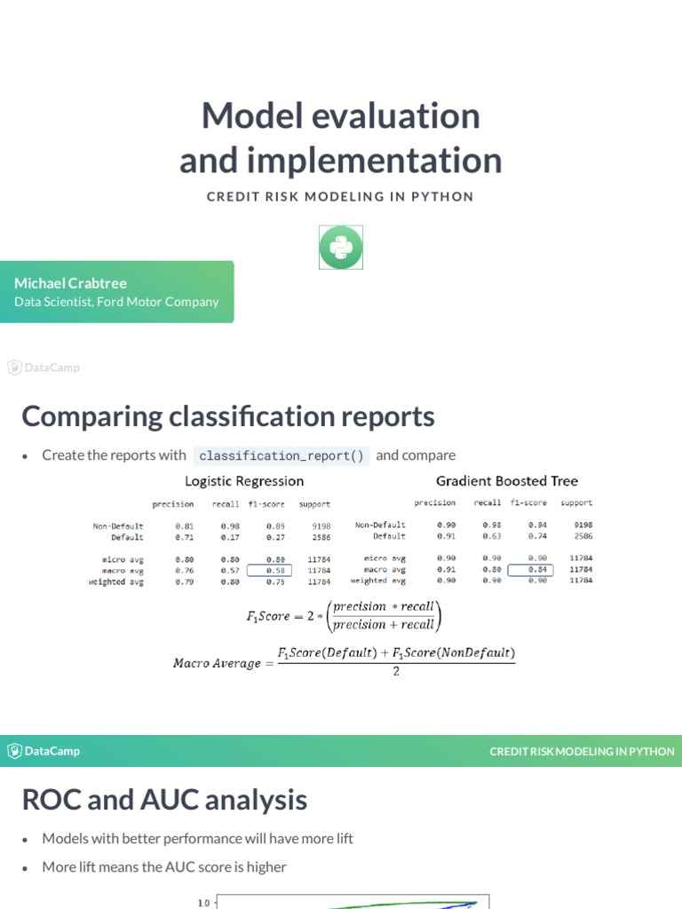 Credit Risk Modeling in Python Chapter4 | PDF | Receiver Operating ...