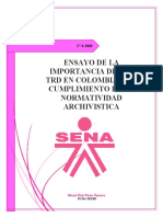 ENSAYO DE LA IMPORTANCIA DE LAS TRD EN COLOMBIA Y EL CUMPLIMIENTO DE LA NORMATIVIDAD ARCHIVISTICA - Sheryl Parra