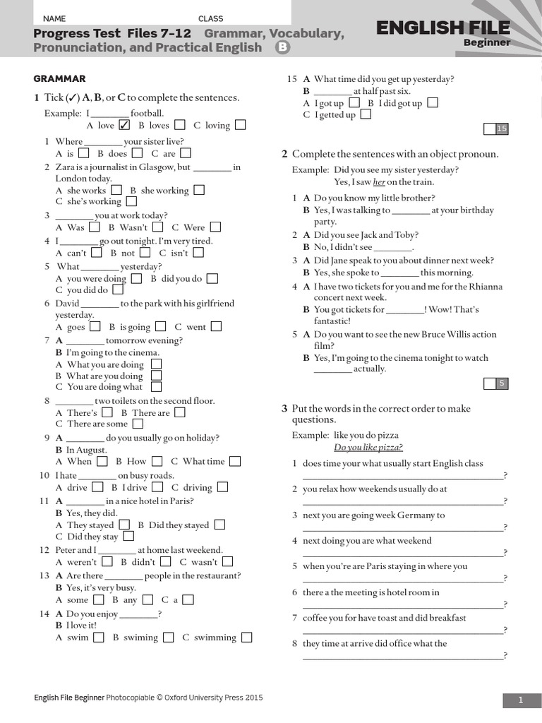 English File: Progress Test Files 7-12 | PDF | The Beatles | George ...