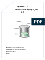 Informe de Laboratorio 2 - Determinación Del Calor Especifico y de La K - Cox Campero Ricardo
