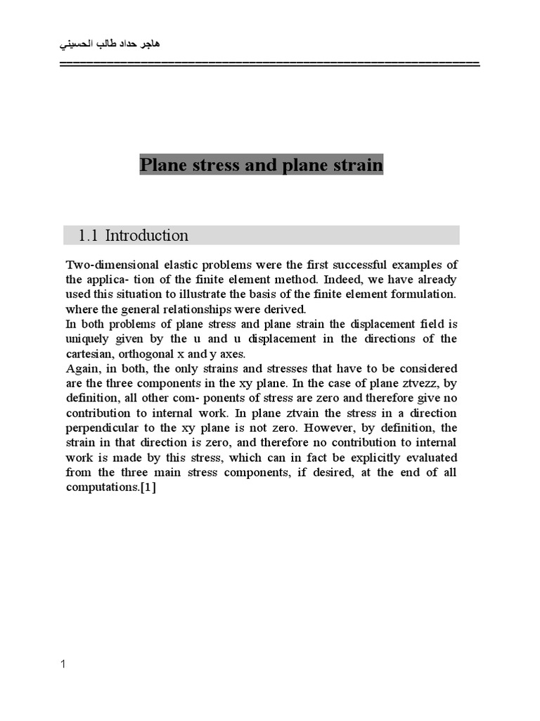 Plane Stress and Strain Overview | PDF | Stress (Mechanics ...
