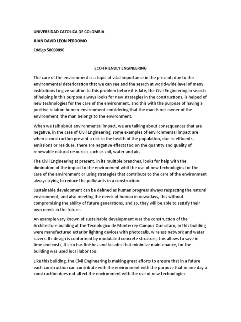 Eco-Friendly Engineering Practices | PDF | Technology & Engineering