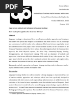 Approaches, Methods and Techniques in Language Teaching: How Can They Be Applied in The Classroom of Today?