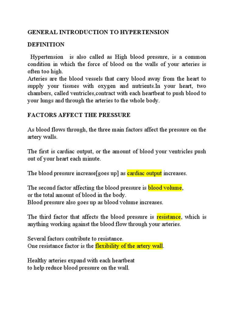 General Introduction To Hypertension | PDF | Angiotensin | Diastole