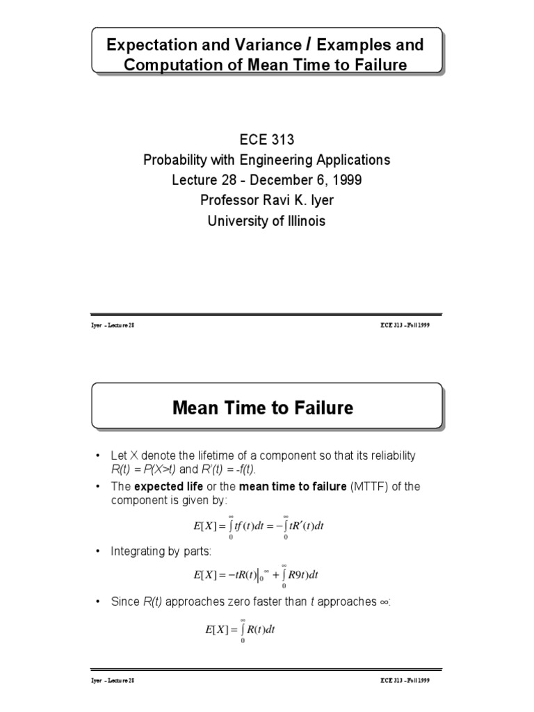 Mean Time to Failure in Reliability Theory | PDF