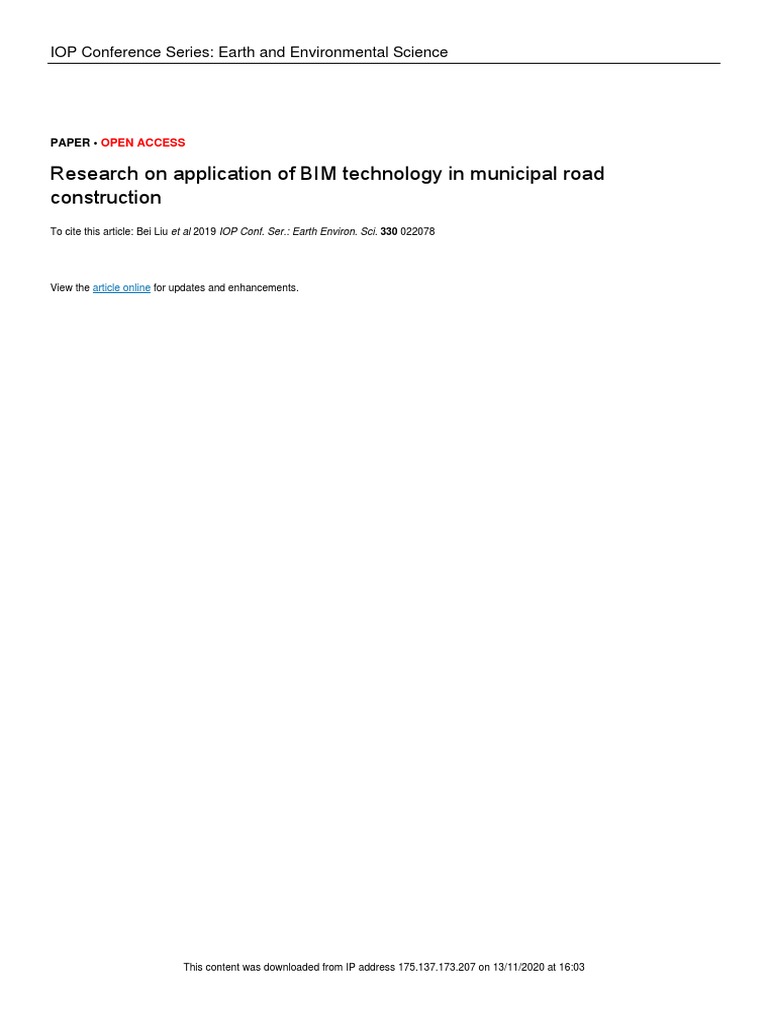 Research On Application of BIM Technology in Municipal Road PDF | PDF ...