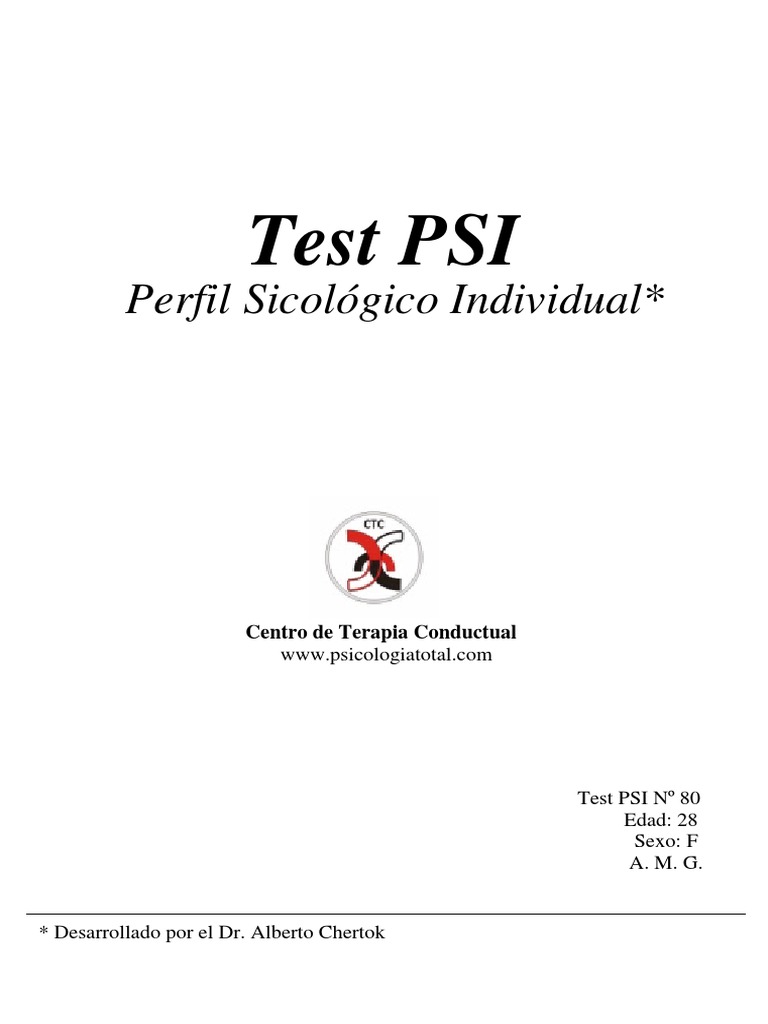 Test PSI: Evaluación de Personalidad | PDF