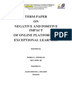 Term Paper ON Negative and Positive Impact of Online Platform To Exceptional Learners