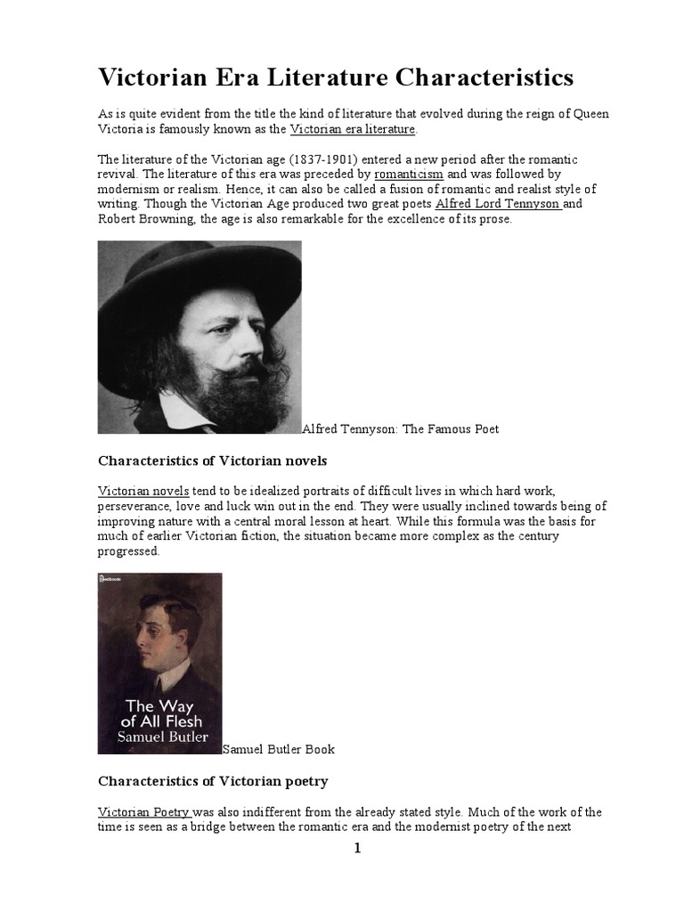 Victorian Era Literature Characteristics PDF Jane Eyre Victorian