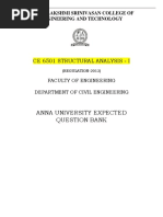 Ce6501 Sructural Analysis I Question Bank Kesavan Edition 2015