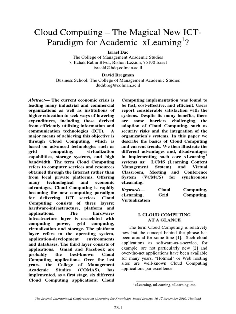 Cloud Computing for Academic eLearning | PDF | Cloud Computing ...