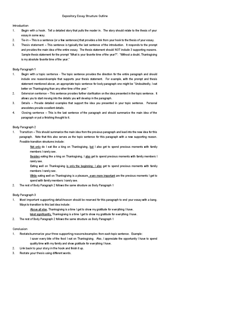 Expository Essay Outline Sample | PDF | Essays | Paragraph