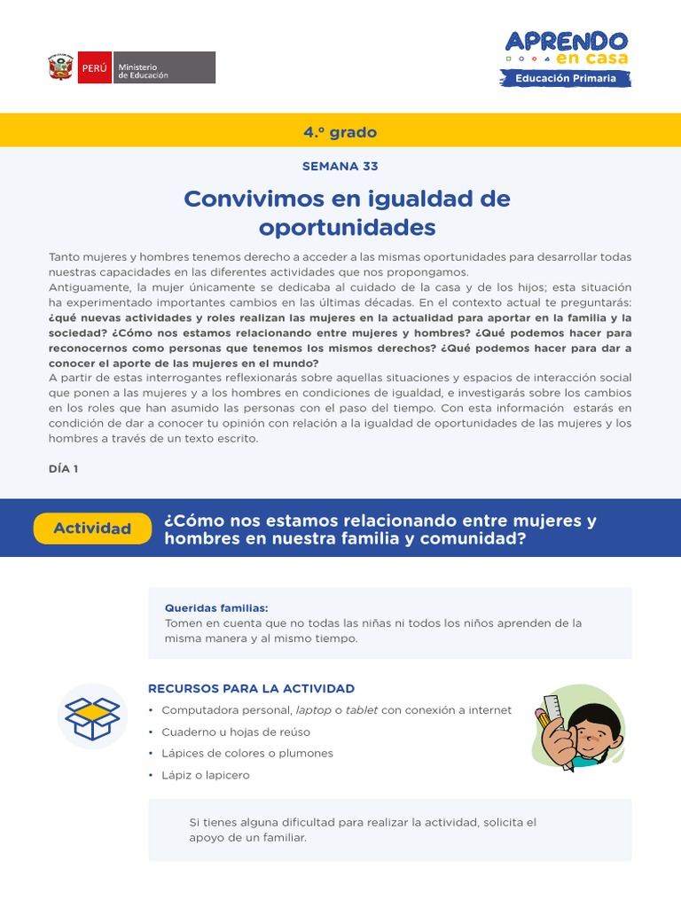 Promoviendo la igualdad de género en el hogar | PDF | Igualdad de ...
