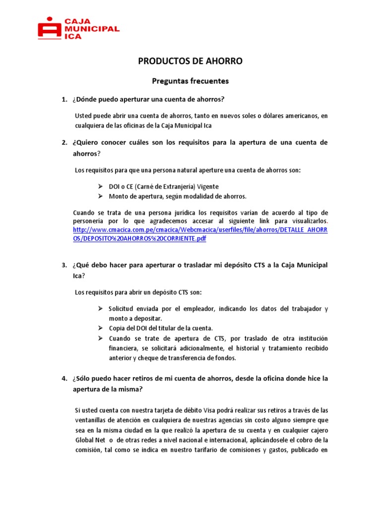 Requisitos para abrir una caja de ahorro | PDF | Tarjeta de débito ...