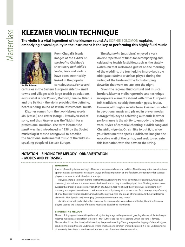 Klezmer Violin Technique PDF Performing Arts Entertainment (General)