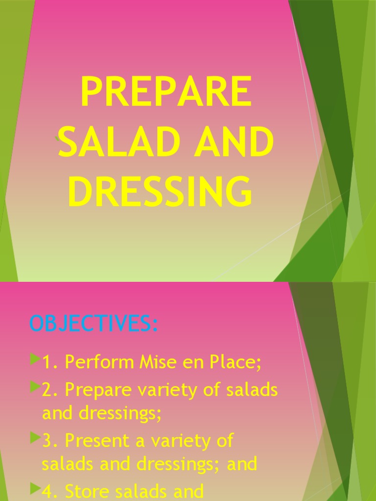 Prepare Salad and Dressing PDF Salad Emulsion