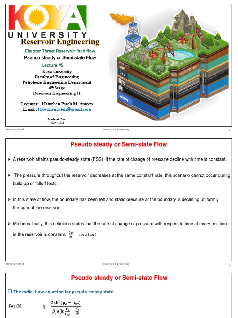 Pseudo Steady State Flow in Reservoirs | PDF | Fluid Dynamics ...
