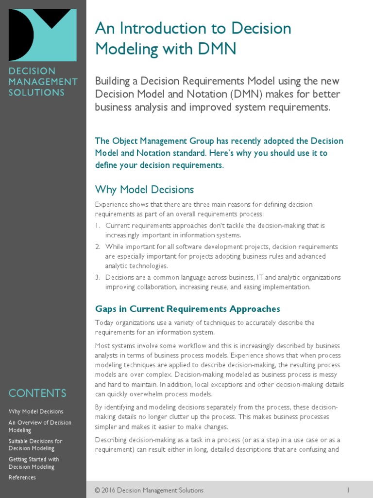 An Introduction To Decision Modeling With DMN | PDF | Business Process ...