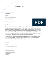 Letter of Transmittal: Subject: Submission of A Report