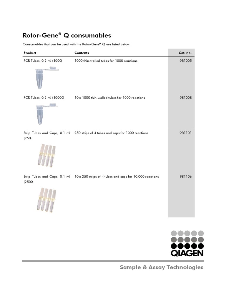 Rotor-Gene Q Consumables: Sample & Assay Technologies | PDF | Business
