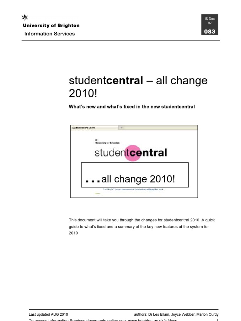 Student Central Changes 2010 | PDF | Computer File | Computing
