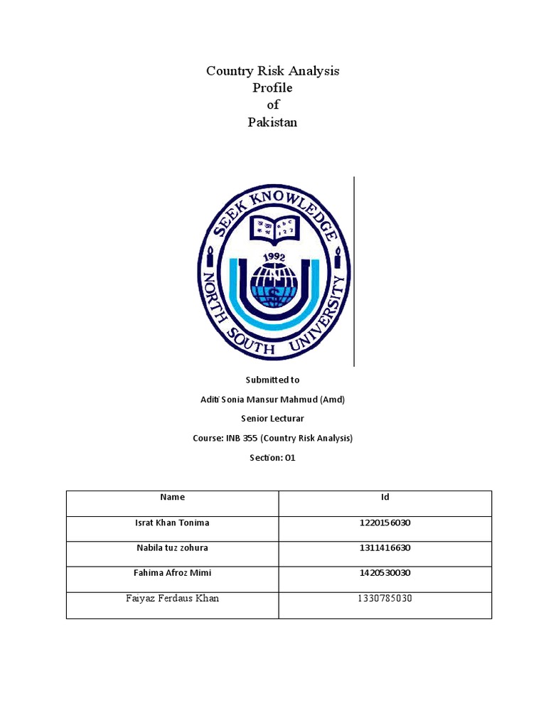 Country Risk Analysis Profile of Pakistan | PDF | Corruption | Bribery