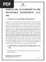 Module 1 (B) : An Overview To The Negotiable Instruments Act, 1881