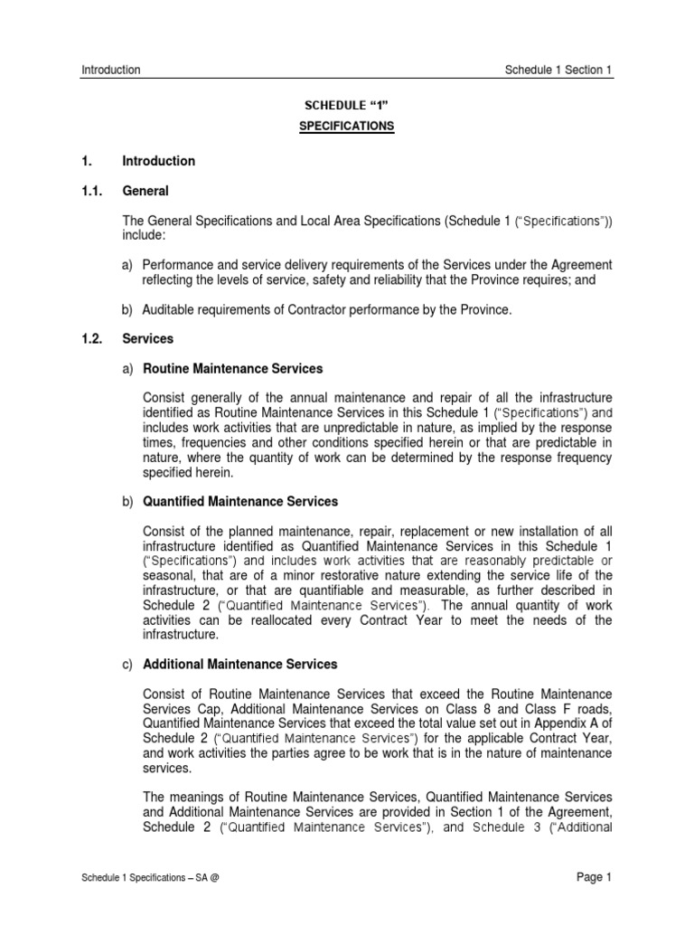 Schedule 1 Specifications Overview | PDF | Truss | Specification ...