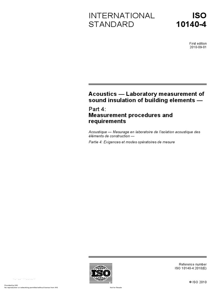 Iso 10140-4-2010 | PDF | Decibel | International Organization For ...