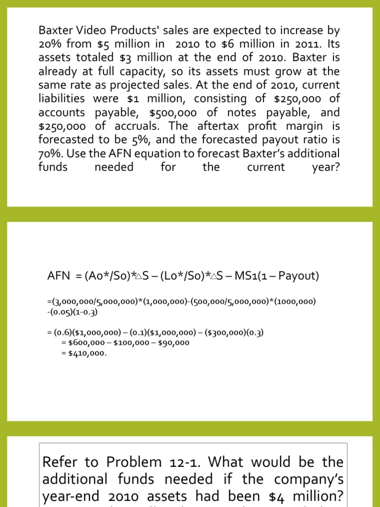 Additional Funds Needed for Baxter Video | PDF | Retained Earnings ...