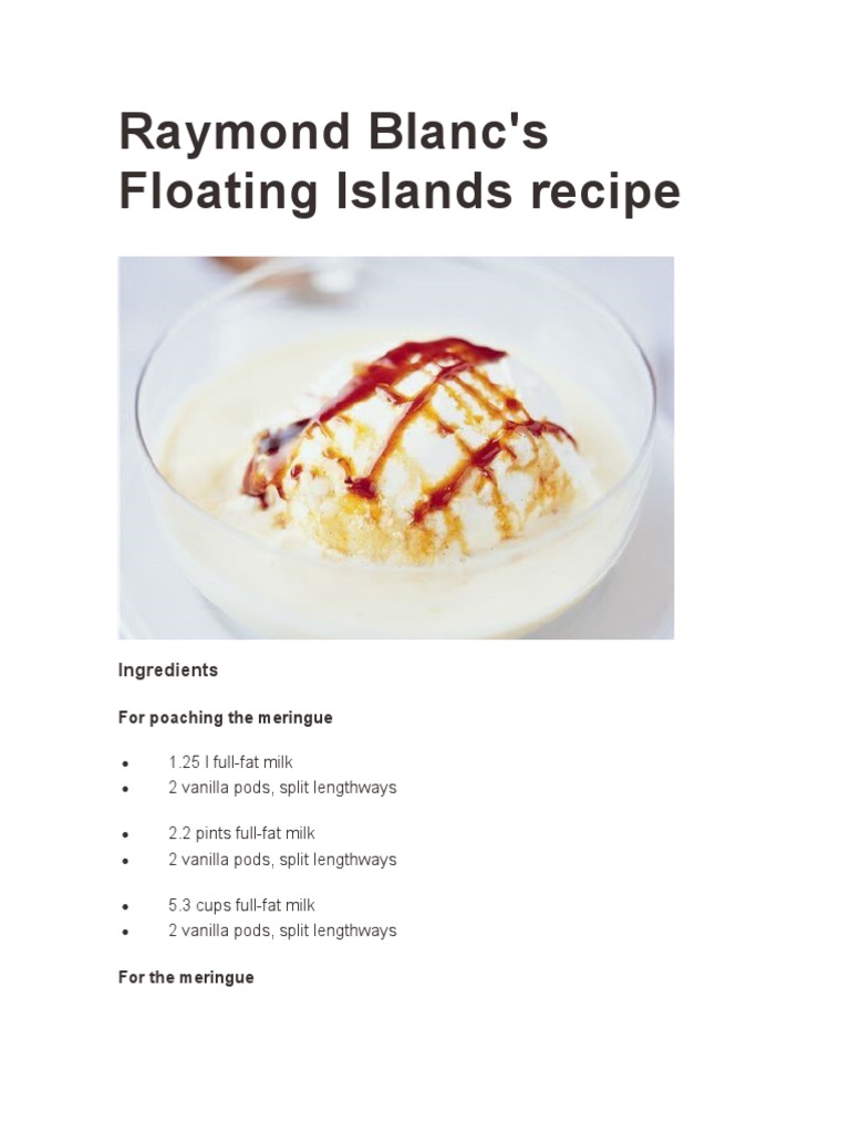 Floating Islands Recipe PDF Custard Meringue