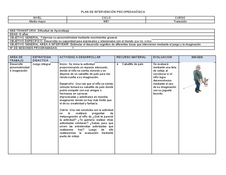 Plan de Intervención Psicopedagógica | PDF | Evaluación | Neuropsicología