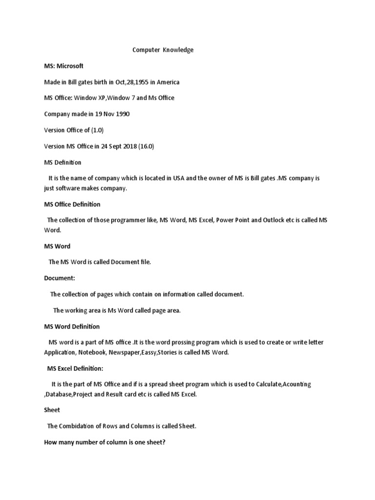 An Overview of Microsoft Office Applications and Their Uses PDF