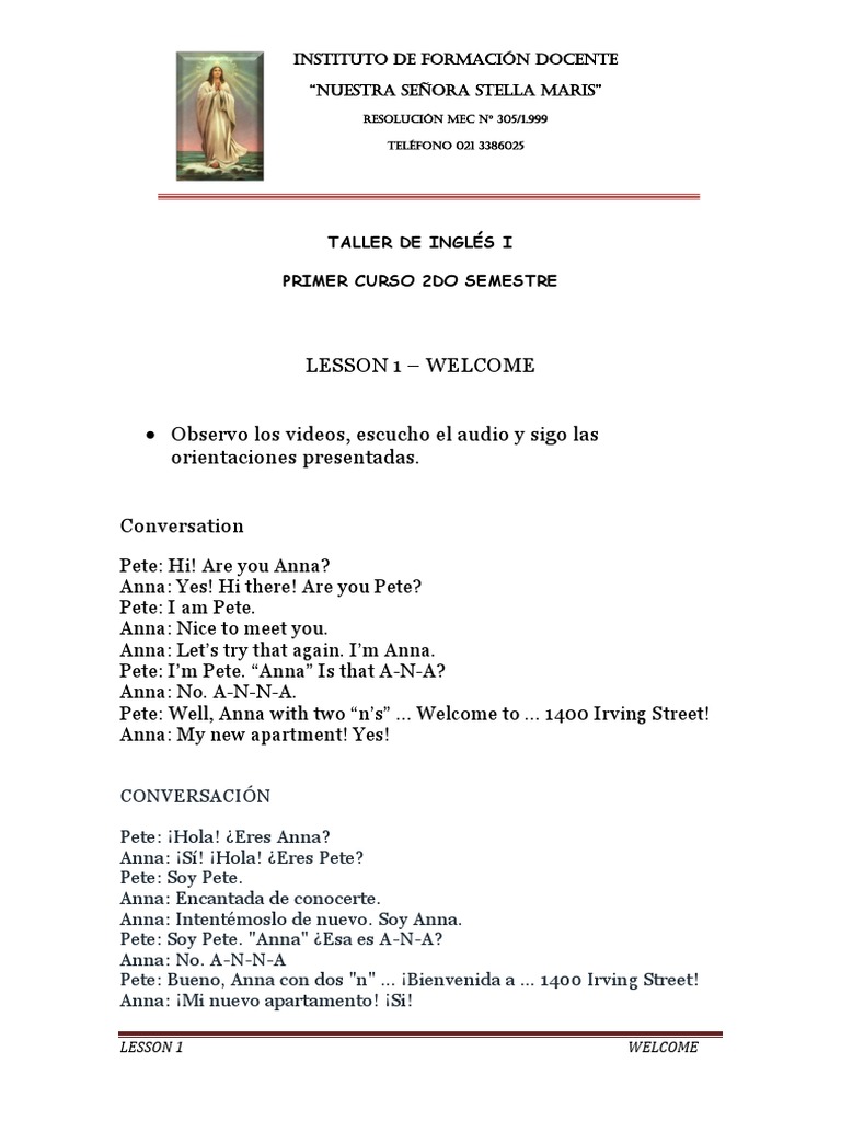 Lesson 1 Welcome Pdf Pdf