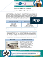 Learning Activity 1 / Actividad de Aprendizaje 1 Evidence: Describing My Kitchen / Evidencia: Describiendo Mi Cocina