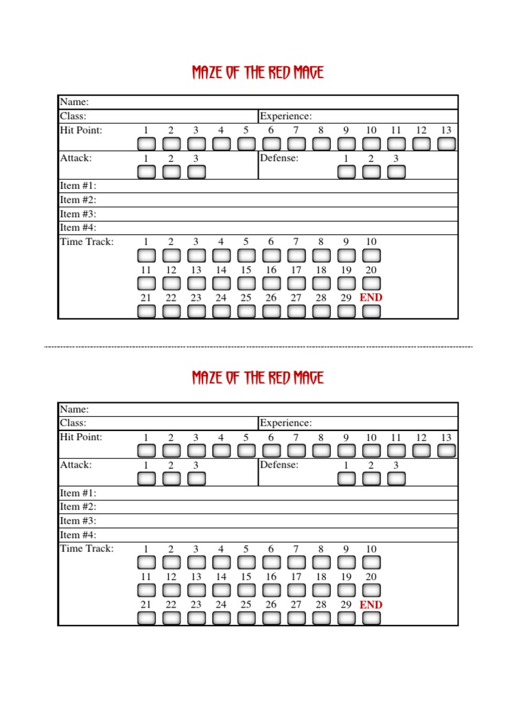 Maze of The Red Mage Player Aid PDF | PDF