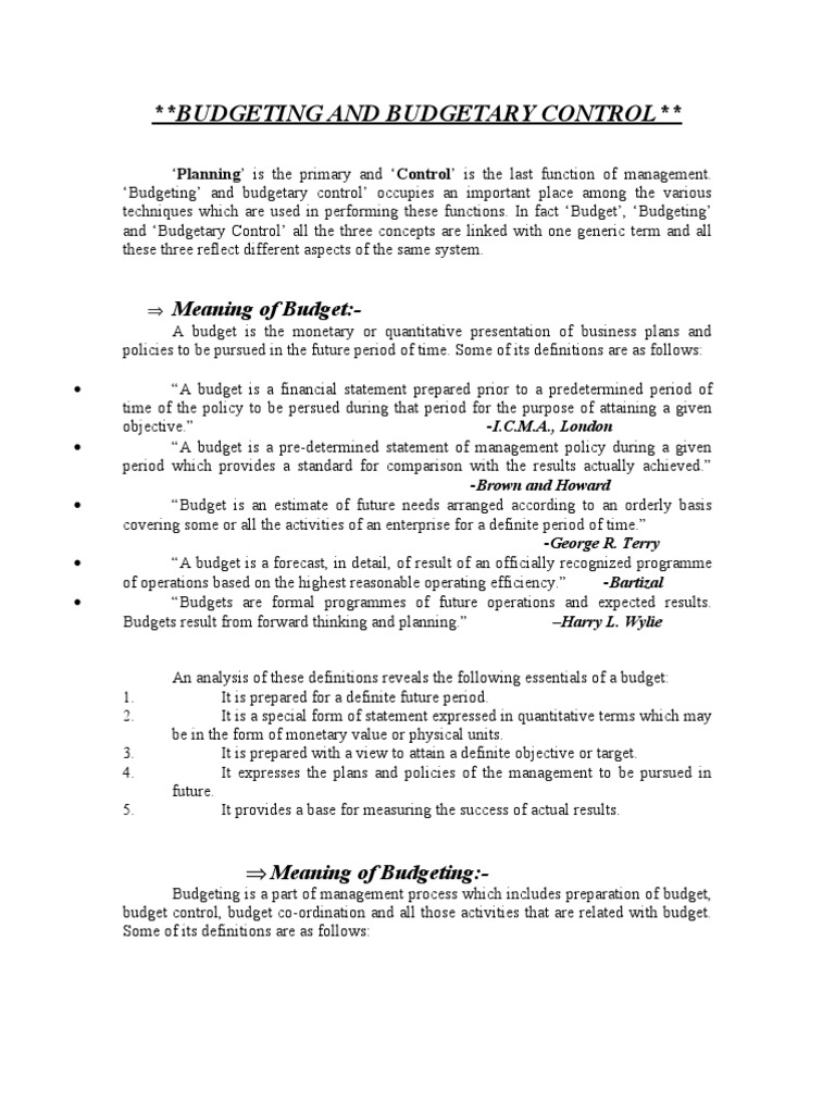  Meaning Of Budgetary Control Budgetary Control Meaning And 