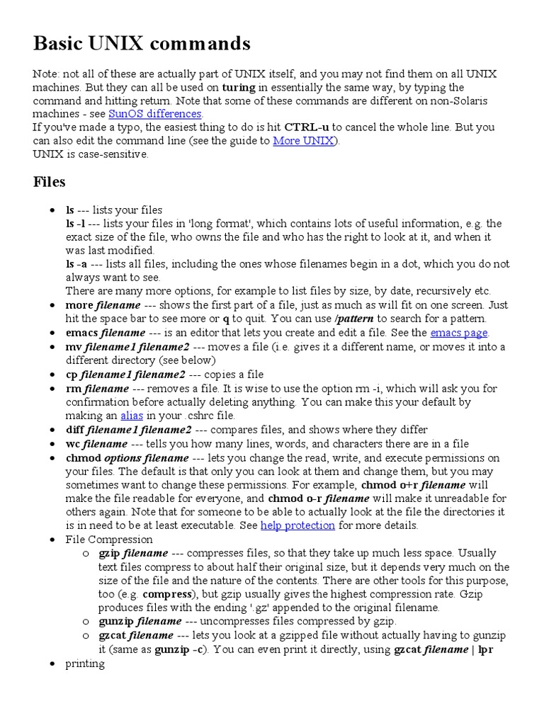 Basic UNIX Commands | PDF | File Transfer Protocol | Filename