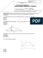 Evaluación Formativa Área de Paralelogramos, Trapecio y Triángulo 7mo