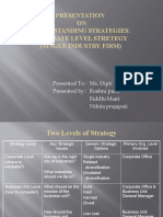 Presentation ON Understanding Strategies: Coporate Level Stretegy (Single Industry Firm)