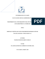 Diseñar Un Sistema de Costo Por Ordenes de Produccion de Dulces Pasteles y Tortas Radu S.A PDF